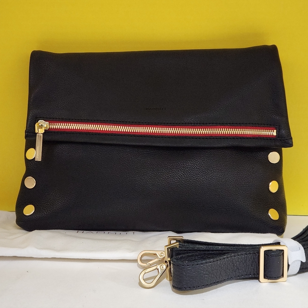 HAMMITT LARGE VIP BLACK LEATHER GOLD